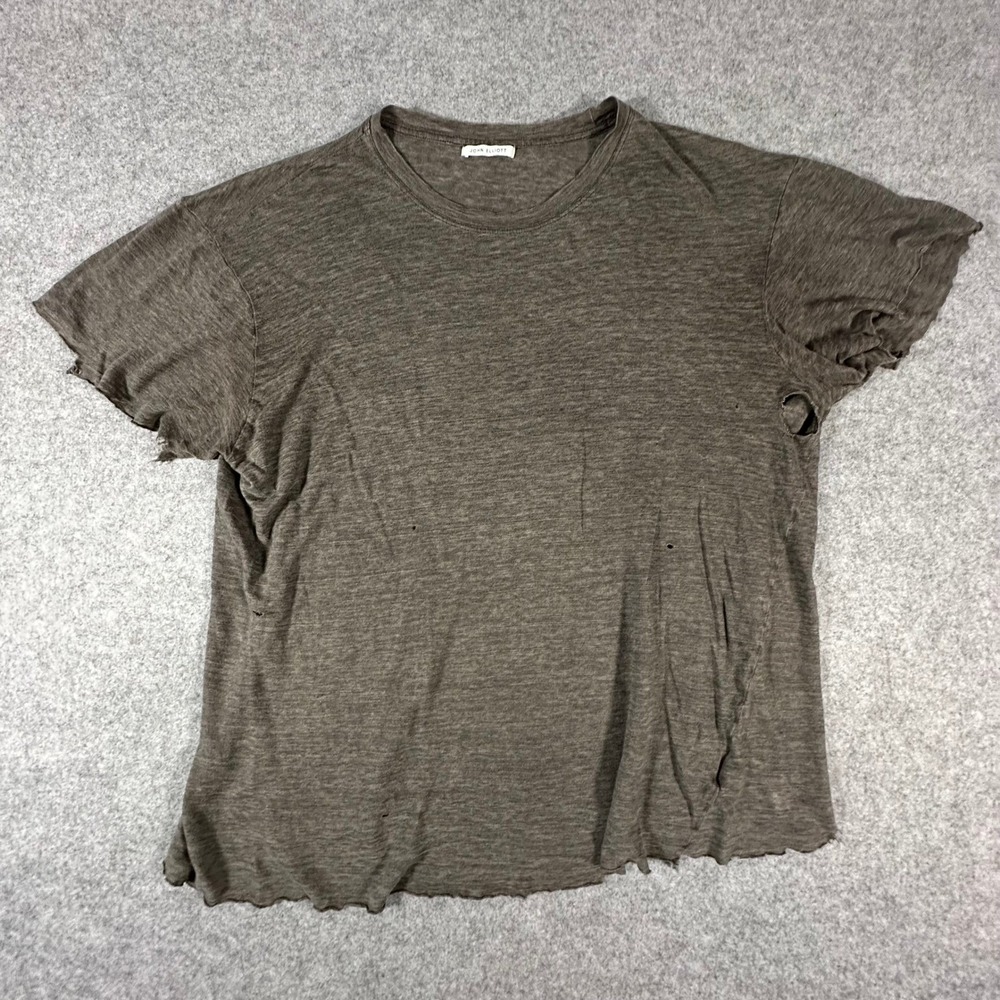 John Elliott Distressed Shirt Mens Size 5 Brown Grey Summer Reversed Washed